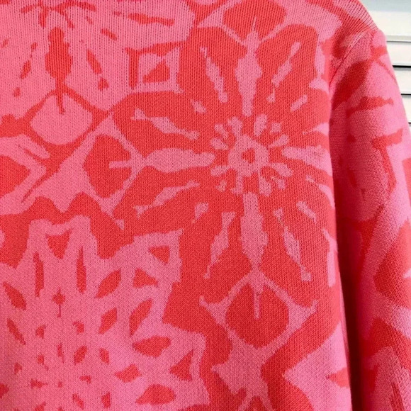 Pink Geometric Floral Sweater Soft Suiting Blazer - Picture 7 of 9